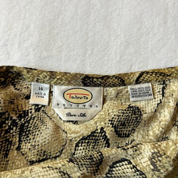 Vintage Talbots 100% Pure Silk Snake Print Knee Length Skirt Size 14 Petite - Picture 3 of 8